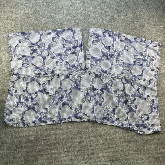 ANTHROPOLOGIE Kaftan Blouse Woman One Size Blue Floral Tie Front Flowy Sheer - Picture 8 of 13